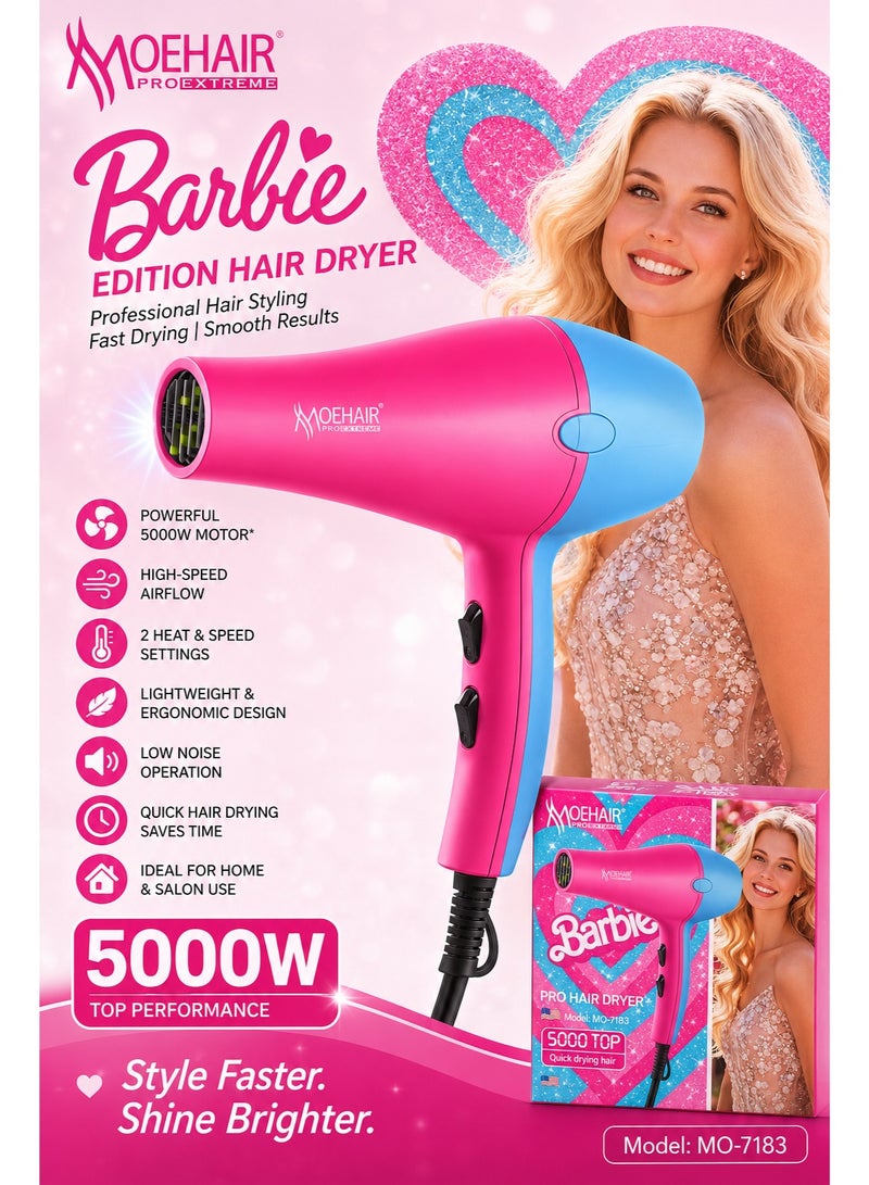 MoeHair Professional Hair Dryer 5000W with Ionic & Keratin Protection, MO-7183 Hot & Cold Air, Fast Drying and Frizz Control Blow Dryer for All Hair Types , Lightweight Design for Home & Salon Use - Image 4