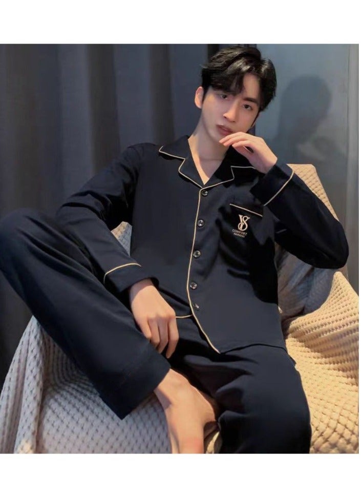 Men's Pajama Set, Cotton Long Sleeve Two-Piece Casual Pajamas  - Image 1