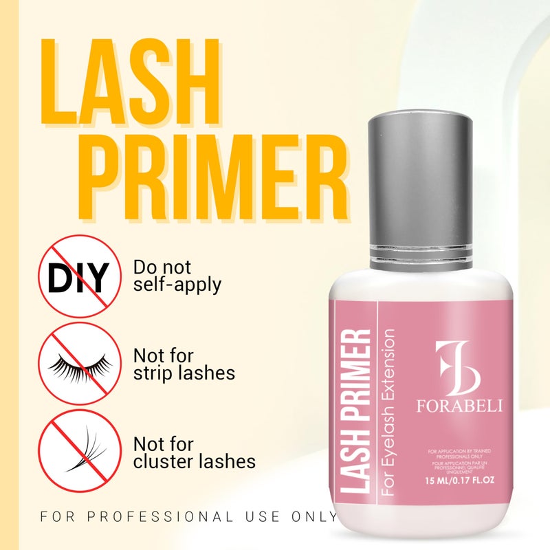 Forabeli Lash Primer for Eyelash Extensions 15ml, Boost Adhesion, Improve Bond Retention, Ideal for Individual and Natural Eyelashes, Supplies for Semi-Permanent Lashes, Removes Oils and Proteins - Image 3