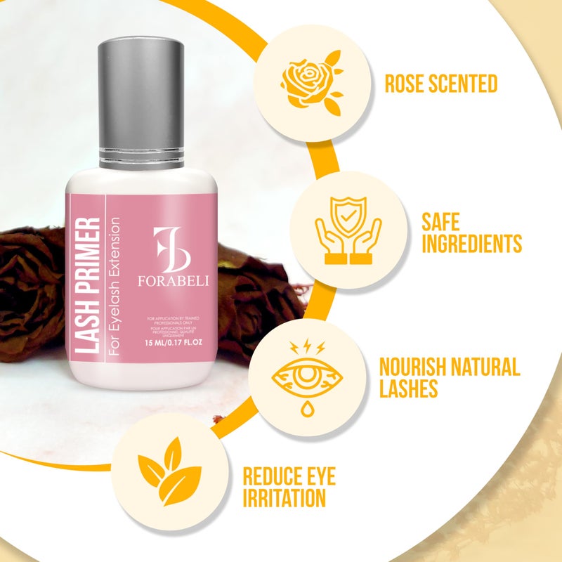 Forabeli Lash Primer for Eyelash Extensions 15ml, Boost Adhesion, Improve Bond Retention, Ideal for Individual and Natural Eyelashes, Supplies for Semi-Permanent Lashes, Removes Oils and Proteins - Image 4