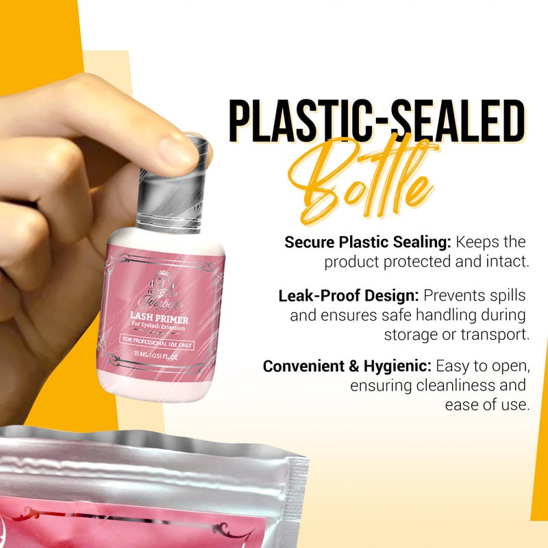 Forabeli Lash Primer for Eyelash Extensions 15ml, Boost Adhesion, Improve Bond Retention, Ideal for Individual and Natural Eyelashes, Supplies for Semi-Permanent Lashes, Removes Oils and Proteins - Image 2