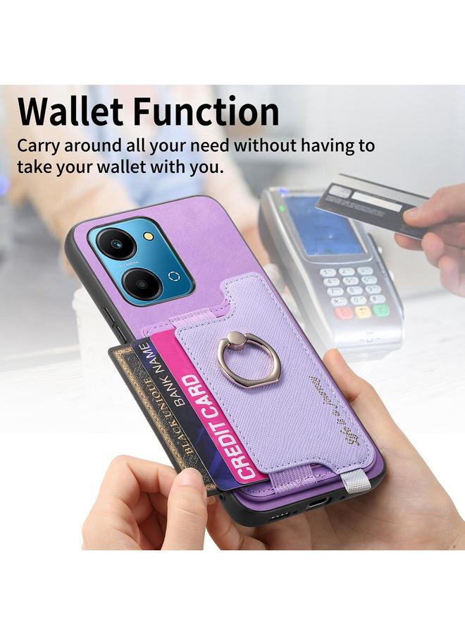 اس-توب جراب هاتف Honor 90 Pro 5G Retro Magsafe Cross من الجلد مع حامل حلقة وحقيبة بطاقات - Image 4