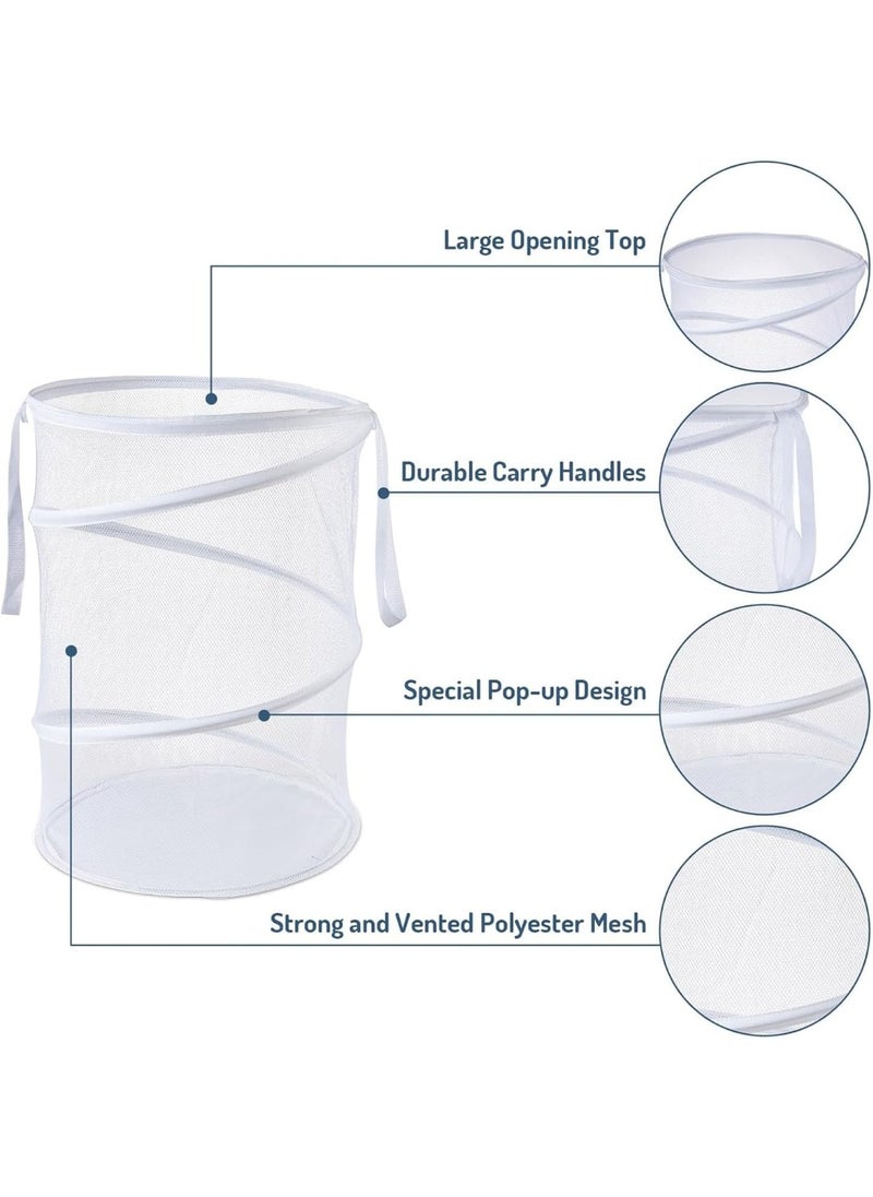 TYCOM Popup Laundry Hamper Collapsible Laundry Basket Extra Large Capacity Foldable Clothing Storage Basket with Handles White.  - Image 3