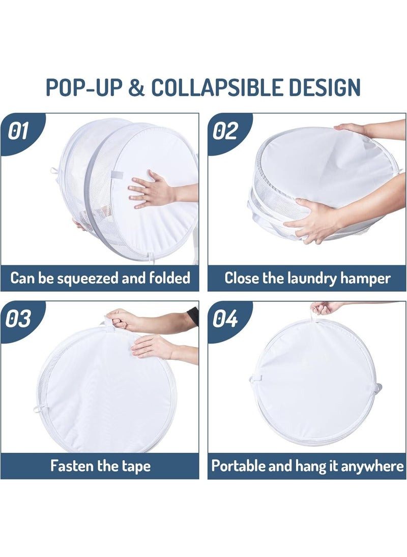 TYCOM Popup Laundry Hamper Collapsible Laundry Basket Extra Large Capacity Foldable Clothing Storage Basket with Handles White.  - Image 4