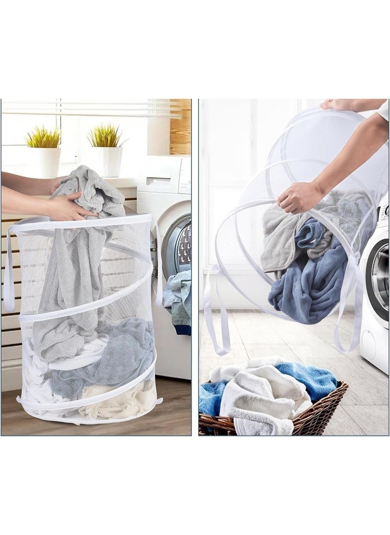 TYCOM Popup Laundry Hamper Collapsible Laundry Basket Extra Large Capacity Foldable Clothing Storage Basket with Handles White.  - Image 2