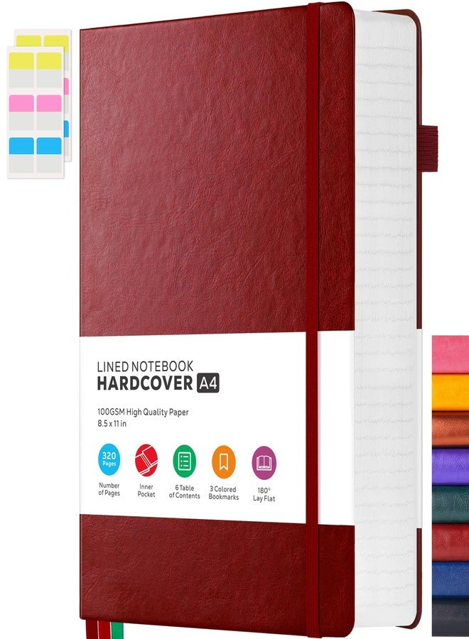 FOCUS DAY 8.5 x 11 Large Journal Notebook Notepad for Women Men Writing, 320 Pages Hardcover Leather Bound Notebook journal college ruled, 100Gsm Lined Paper, Burgundy - Image 1