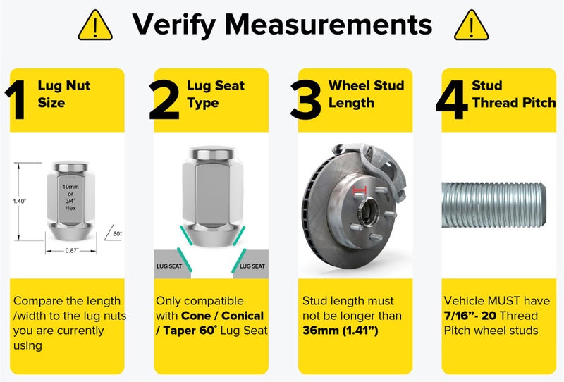 StanceMagic 24pcs Bulge Lug Nuts, 7/16x20 Threads, Cone Taper Acorn Seat, Closed End, 1.4 inch Length, Compatible with Chevy Trucks K10 Jimmy K15 K1500 Pickup Suburban - Silver Chrome - Image 2