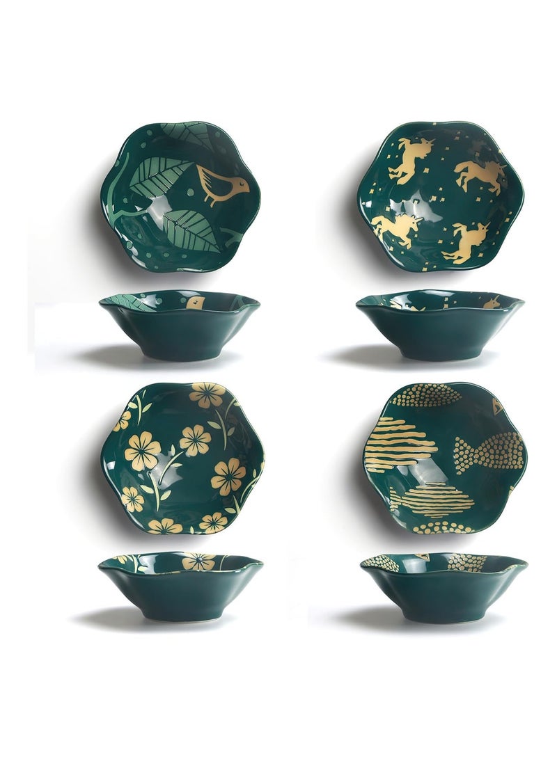 عام وعاء غمس سيراميك، مجموعة وعاء صلصة من الخزف 4 قطع، وعاء غمس 10.5 سم، وعاء صويا، وعاء سوشي، وعاء طعام دببة، وعاء جبنة، 100 مل - Image 1