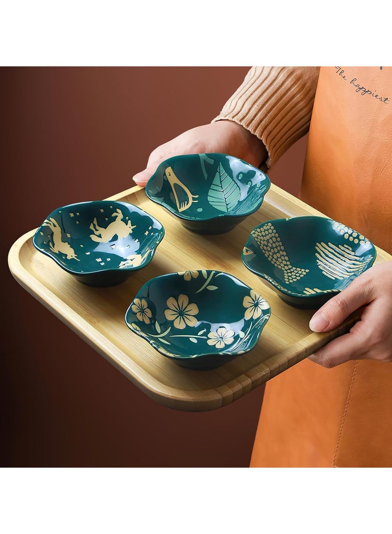 عام وعاء غمس سيراميك، مجموعة وعاء صلصة من الخزف 4 قطع، وعاء غمس 10.5 سم، وعاء صويا، وعاء سوشي، وعاء طعام دببة، وعاء جبنة، 100 مل - Image 2