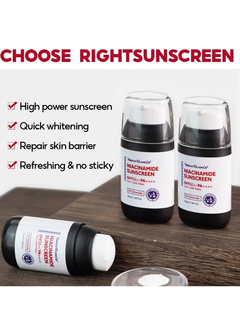 فايبرنت جلامور واقي شمس نياكيناميد اس بي اف ٥٠ بلس بي ايه بلس بلس بلس بلس للحماية من الشمس والتحكم في الدهون وتفتيح البشرة - Image 2