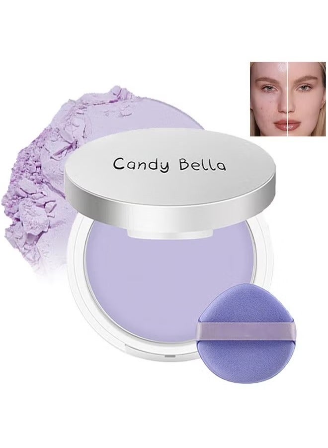 Candy Bella Matte Foundation Powder, Jelly Setting Powder with Mini Puff, Powder-free Oil Control Face Pressed Powder Creates Long-Lasting Silky Blurring Waterproof Makeup #Violet Powder - Image 1