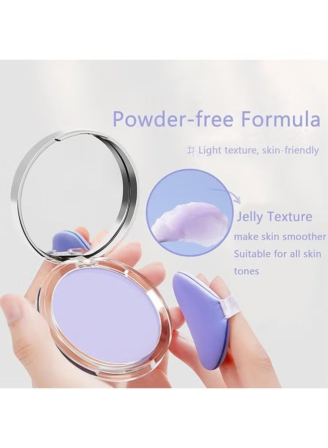 Candy Bella Matte Foundation Powder, Jelly Setting Powder with Mini Puff, Powder-free Oil Control Face Pressed Powder Creates Long-Lasting Silky Blurring Waterproof Makeup #Violet Powder - Image 3