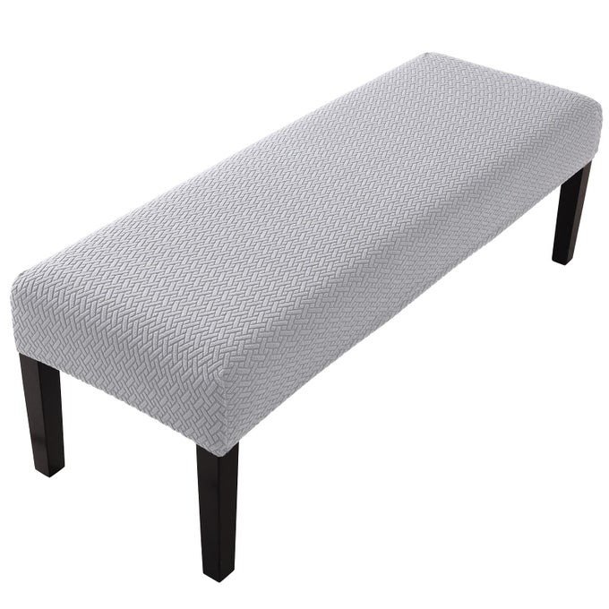 Stretch Jacquard Dining Bench Cover AntiDust Removable Bench Slipcover Washable Seat Cushion Protector for Bedroom Kitchen Hotel Banquet TLight Grey