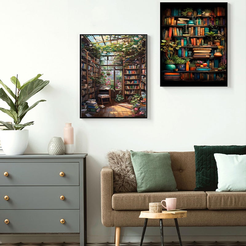 Hutarosl 4 Pack Paint By Numbers Kit For Adults Plant- Bookshelf Paint By Number Adult  Canvas Painting By Numbers For Adults Perfect For Gifts Home Wall Decor 12X16Inch - Image 4