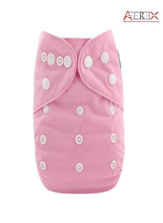 AEREX Premium Reusable Baby Cotton Cloth Diapers For 0 to 3 Years With 2 Black Insert Pads | Leak Proof Washable Diapers For New Born Babies | Adjustable Pocket Cloth Diaper Nappies (Pink) - Image 2
