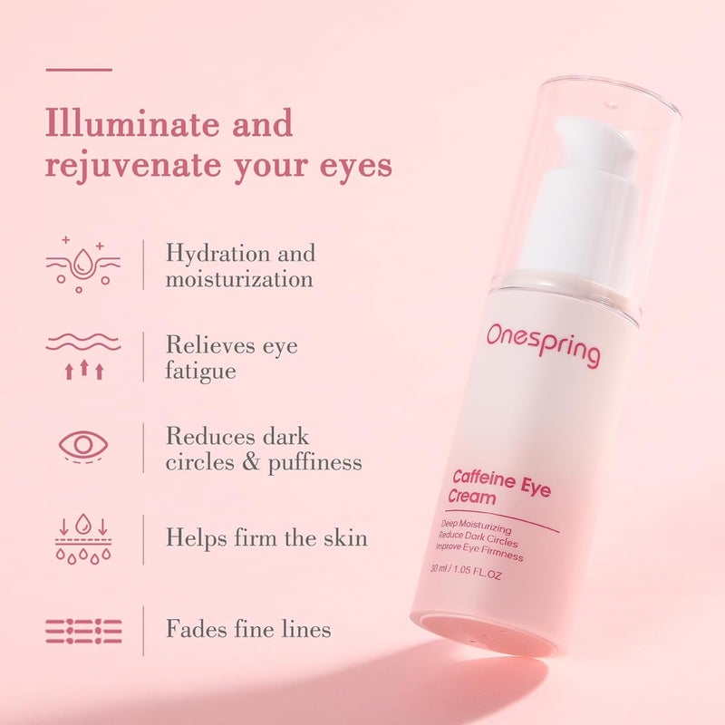 OneSpring Eye Cream Under Eye Cream with Caffeine Hyaluronic Acid Vitamin E for Puffiness Wrinkles Fine Lines Daily Cream for Moisturizing and Hydrating Skin Care for Face 105 Fl Oz - Image 4