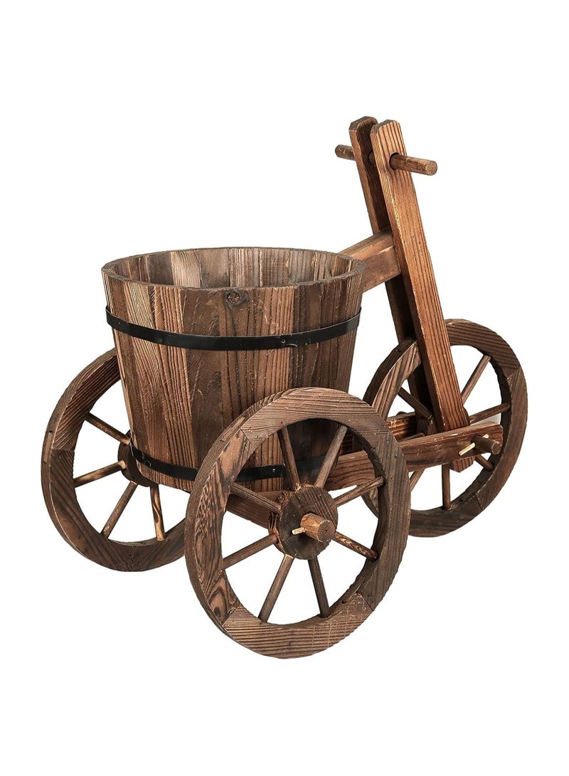DubaiGallery Home,Garden, Decoration Artificial Plants Tricycle-Shaped Wooden Flower Pot - Brown - Image 3