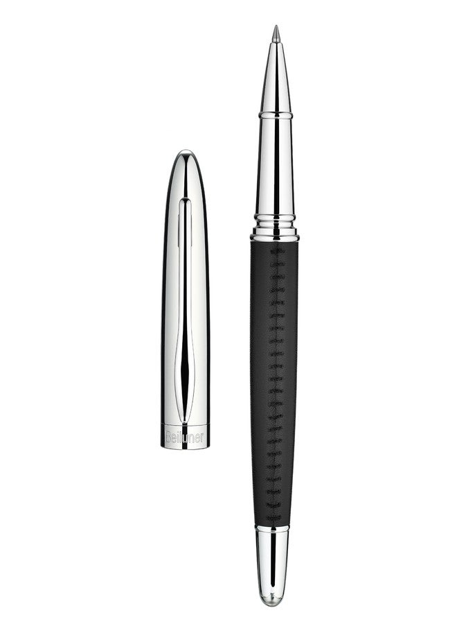 BEILUNER 318 Luxury Leather Pen, Hand-Stitched Premium Leather, Chrome-Plated Finish, Schmidt Ink Refill, Best Rollerball Pen Gift for Men & Women, Refillable, Executive Writing, Nice Pens - Image 1