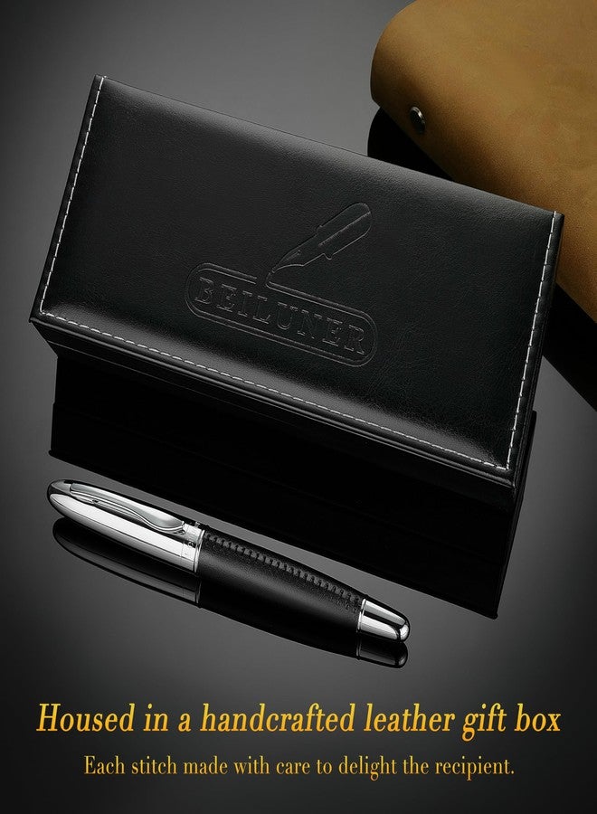 BEILUNER 318 Luxury Leather Pen, Hand-Stitched Premium Leather, Chrome-Plated Finish, Schmidt Ink Refill, Best Rollerball Pen Gift for Men & Women, Refillable, Executive Writing, Nice Pens - Image 5