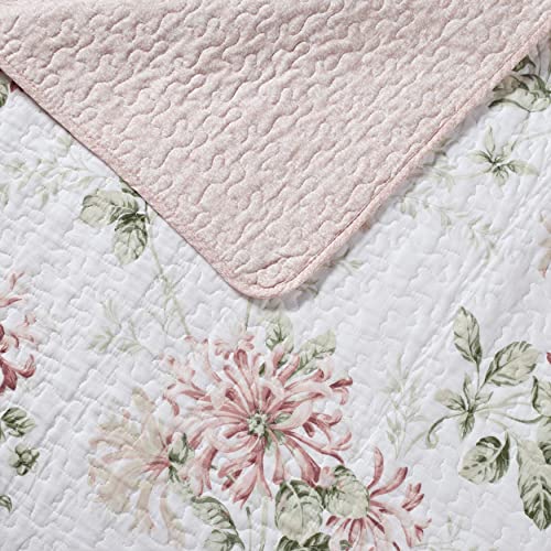 Laura Ashley Home - Queen Quilt Set, Cotton Reversible Bedding with Matching Shams, Home Decor Ideal for All Seasons (Honeysuckle Pink, Queen) - Image 3