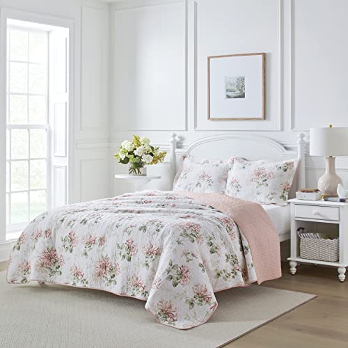 Laura Ashley Home - Queen Quilt Set, Cotton Reversible Bedding with Matching Shams, Home Decor Ideal for All Seasons (Honeysuckle Pink, Queen) - Image 2