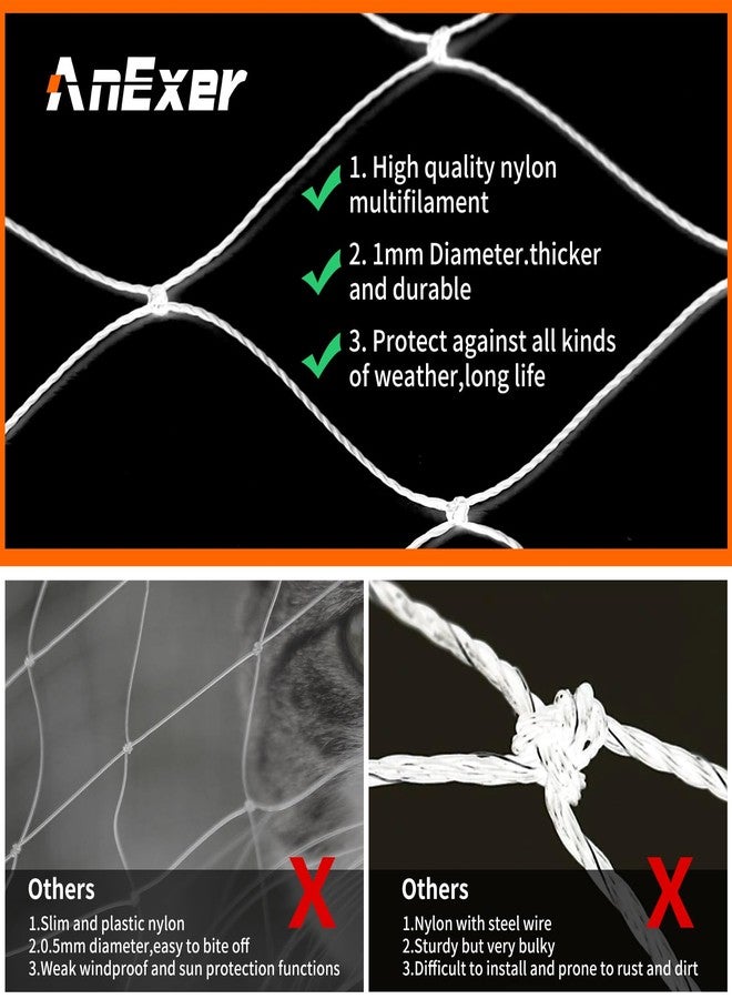AnExer Cat Balcony Rail Net, 10 x 26 ft Cat Anti-Fall Netting Pet Balcony Mesh Fence Net Dog Fence Nets Black Nylon Pets Anti-Fall Mesh Fence - Image 5