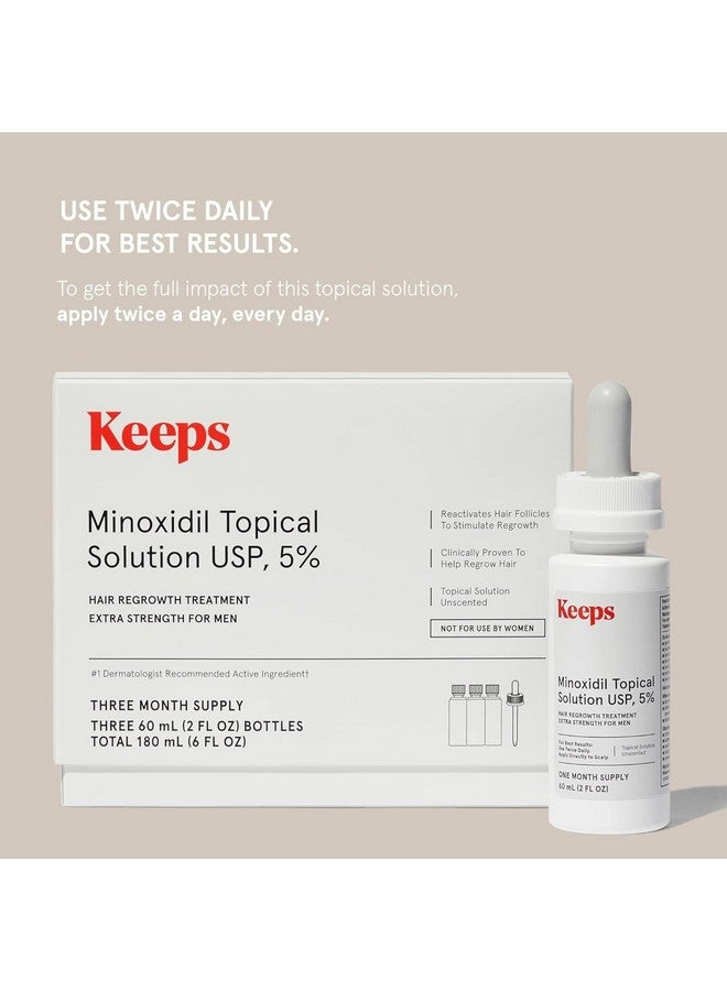 Keeps Keeps Extra Strength Minoxidil for Men Topical Hair Growth Serum, 5% Solution Hair Loss Treatment - 3 Month Supply (3 x 2oz Bottles with Dropper) - Slows Hair Loss & Promotes Thicker Hair Regrowth  - Image 3