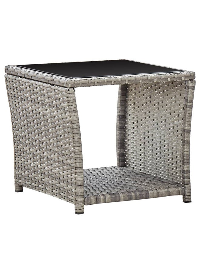 vidaxl Coffee Table Grey 45x45x40 cm Poly Rattan and Glass 46068 - Image 1