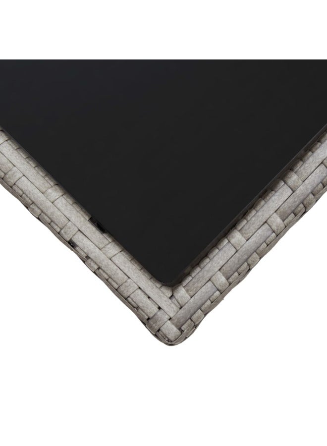 vidaxl Coffee Table Grey 45x45x40 cm Poly Rattan and Glass 46068 - Image 3