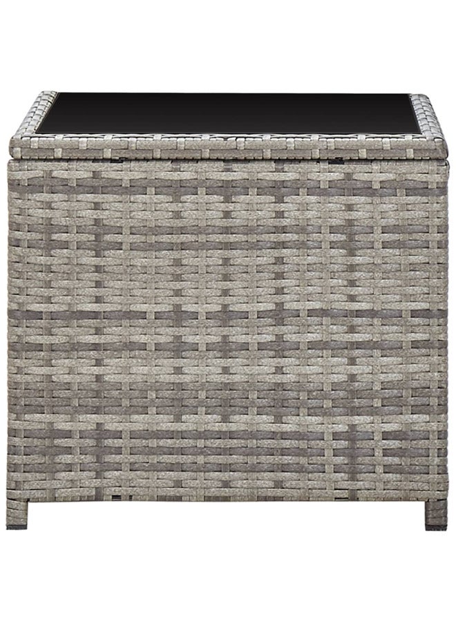 vidaxl Coffee Table Grey 45x45x40 cm Poly Rattan and Glass 46068 - Image 4