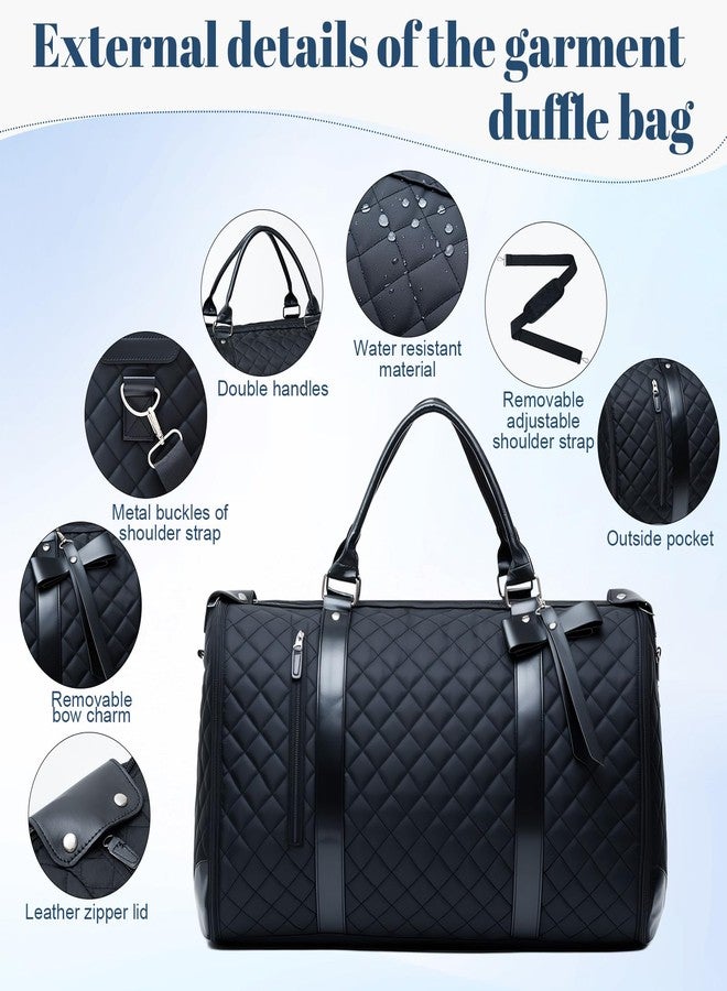 GARPROVM Garment Duffle Bags for Travel, 3 in 1 Convertible Garment Bags 2 Bags Design with Separated Bags, Waterproof Carry On Luggage Bag for Wrinkle-Free Short Trip, Weekender Bag for Women, Black - Image 4