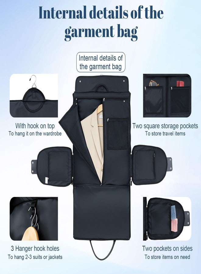 GARPROVM Garment Duffle Bags for Travel, 3 in 1 Convertible Garment Bags 2 Bags Design with Separated Bags, Waterproof Carry On Luggage Bag for Wrinkle-Free Short Trip, Weekender Bag for Women, Black - Image 5