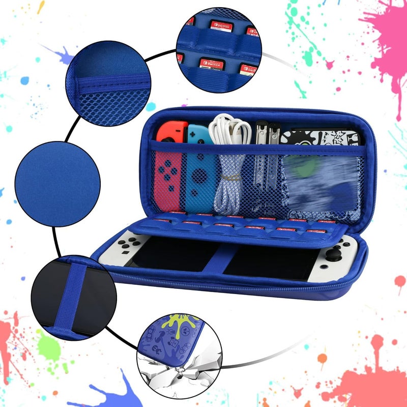 GLDRAM Carrying Case Bundle for Nintendo Switch and Switch OLED, Theme for Splatoon 3 Travel Case for Switch, Carrying Accessories Kit with Game Case, Thumb Grip Caps - Image 2