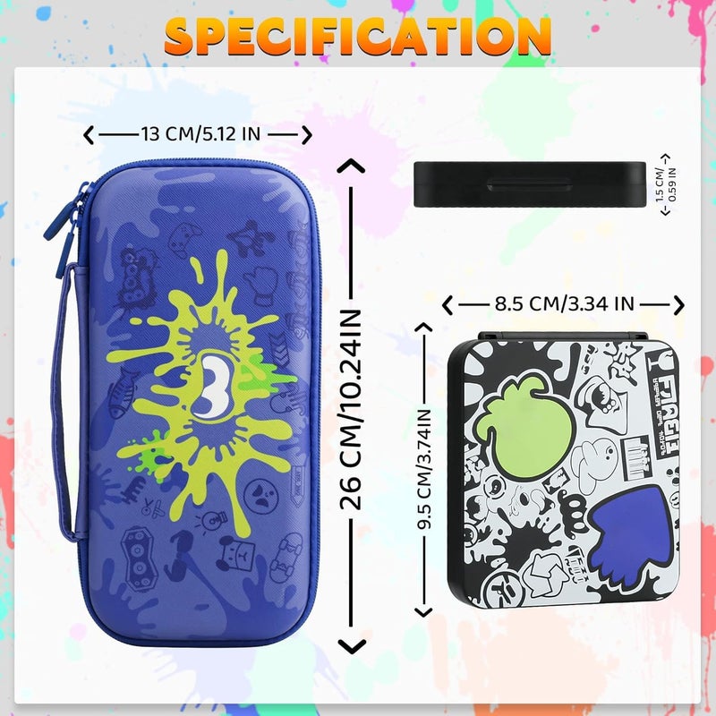 GLDRAM Carrying Case Bundle for Nintendo Switch and Switch OLED, Theme for Splatoon 3 Travel Case for Switch, Carrying Accessories Kit with Game Case, Thumb Grip Caps - Image 4