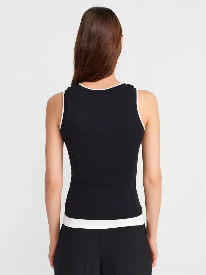 ديلفين Dilvin Sleeveless Ribbed Cotton Blouse