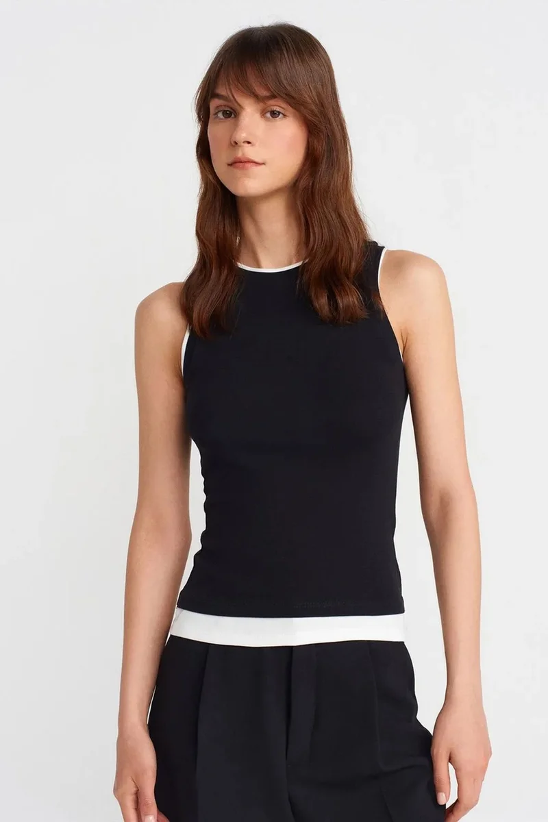 DILVIN Sleeveless Ribbed Cotton Blouse
