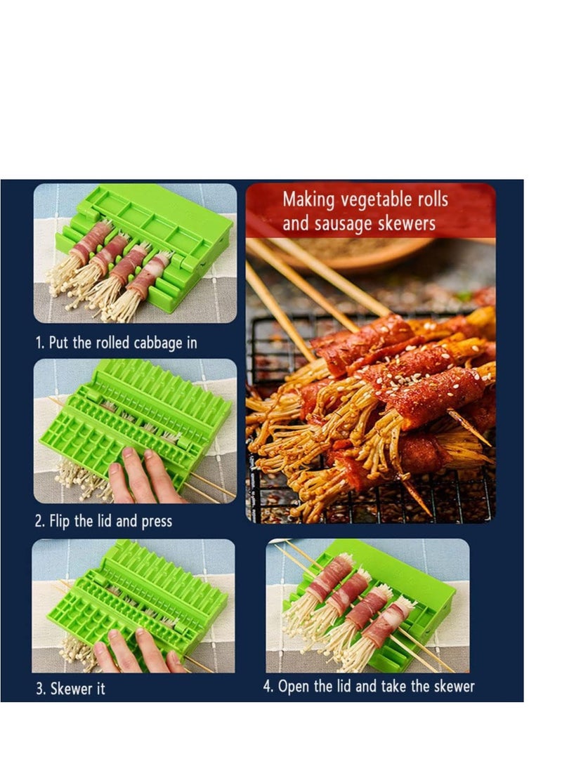 Zikra آلة أسياخ اللحم متعددة الوظائف 4 قطع سريعة محمولة صندوق أسياخ اللحم أدوات أسياخ سهلة صانع الكباب الإبداعي جهاز الشواء الخارجي ملحقات المطبخ - Image 5