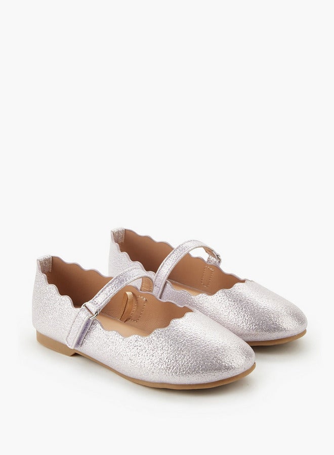JUNIORS Girls Scalloped Ballerina Shoes - Image 3