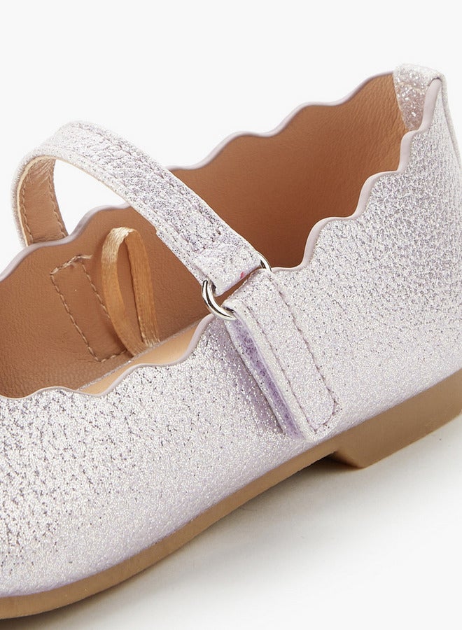 JUNIORS Girls Scalloped Ballerina Shoes - Image 4