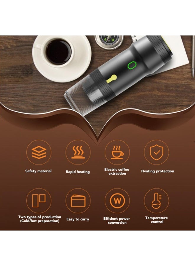 3-in-1 Portable Electric Espresso Machine – 20Bar Pump, Compatible with Capsules & Ground Coffee, Fast Heating with USB & Vehicle Charger for Travel - Image 4