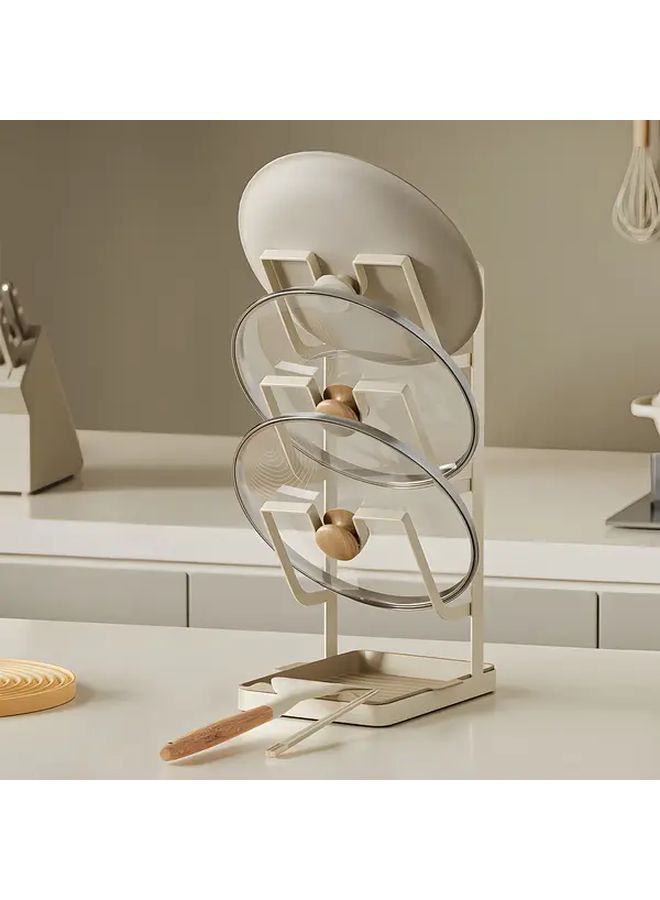 Black Lid Holder With Spoon Rest Multi Functional Kitchen Storage Rack Organizer - Image 1