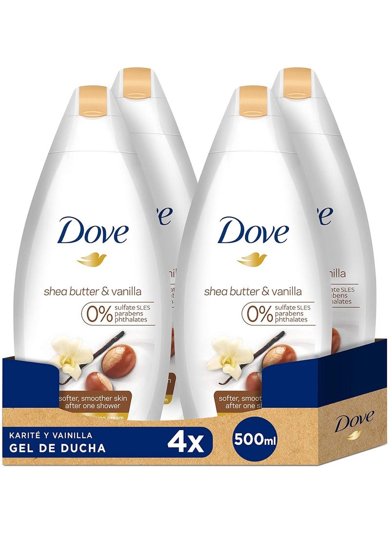 Dove Purely Pampering Body Wash, Shea Butter with Warm Vanilla, 500ml (Pack of 4)  - Image 2