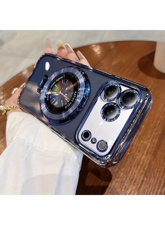 Magnetic Transparent Blue Case with Kickstand Full Body Defense for iPhone 12 - Image 5
