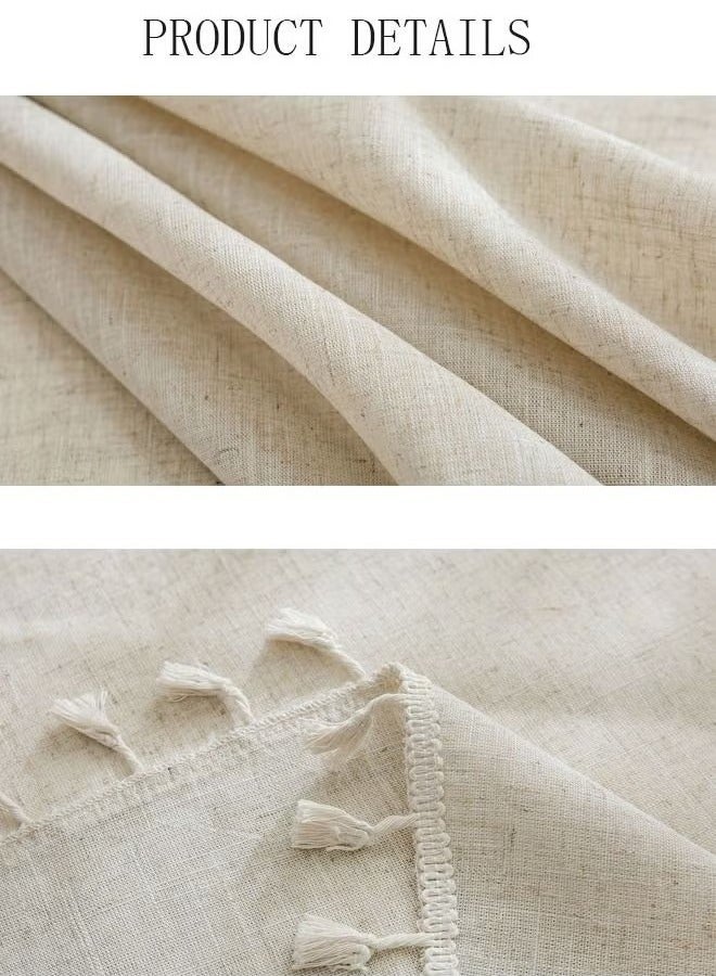 Beauenty Tassel Cotton Linen Tablecloth Round Table cloth For Dinning Room Restaurant Party And Kitchen 120cm - Image 4