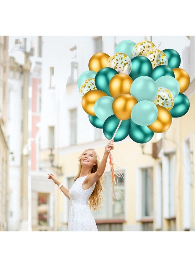 Sumind 40 قطعة بالونات تيل 12 بوصة بالونات معدنية خضراء نعناعية وذهبية لحفلات الزفاف وحفلات عيد الميلاد وحفلات الذكرى وحفلات استحمام الأطفال وزينة حفلات ذات طابع الغابة - Image 5