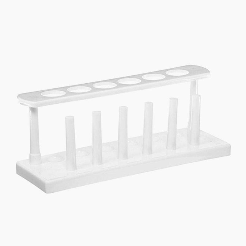 25Mm Plastic In-Line Test Tube Rack With Drying Pins, 6 Tube, Polyethylene, White (Single)