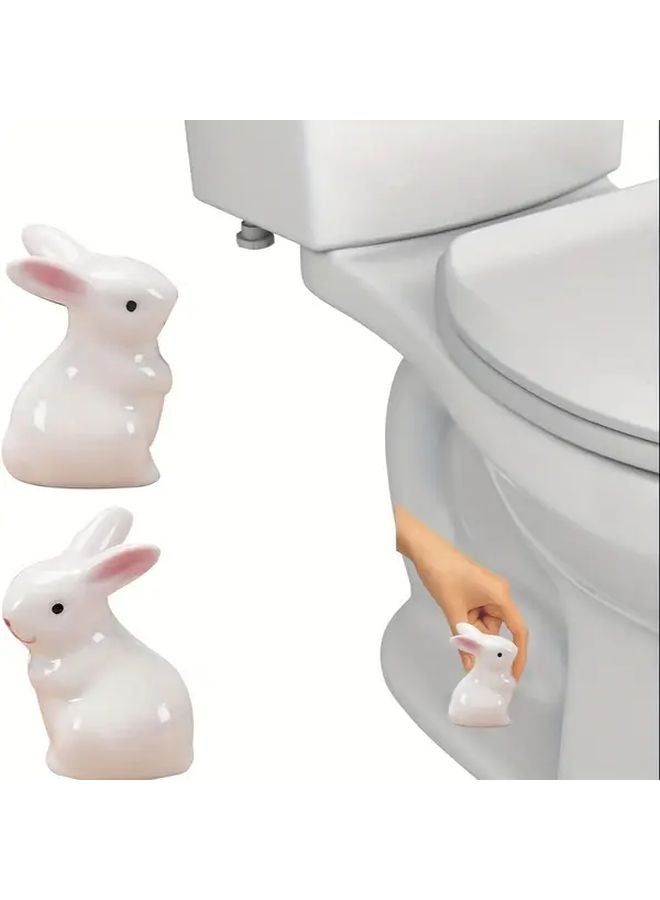 أغطية براغي المرحاض البيضاء 2 قطعة ملحقات الحمام ذاتية اللصق بتصميم حيواني - Image 1