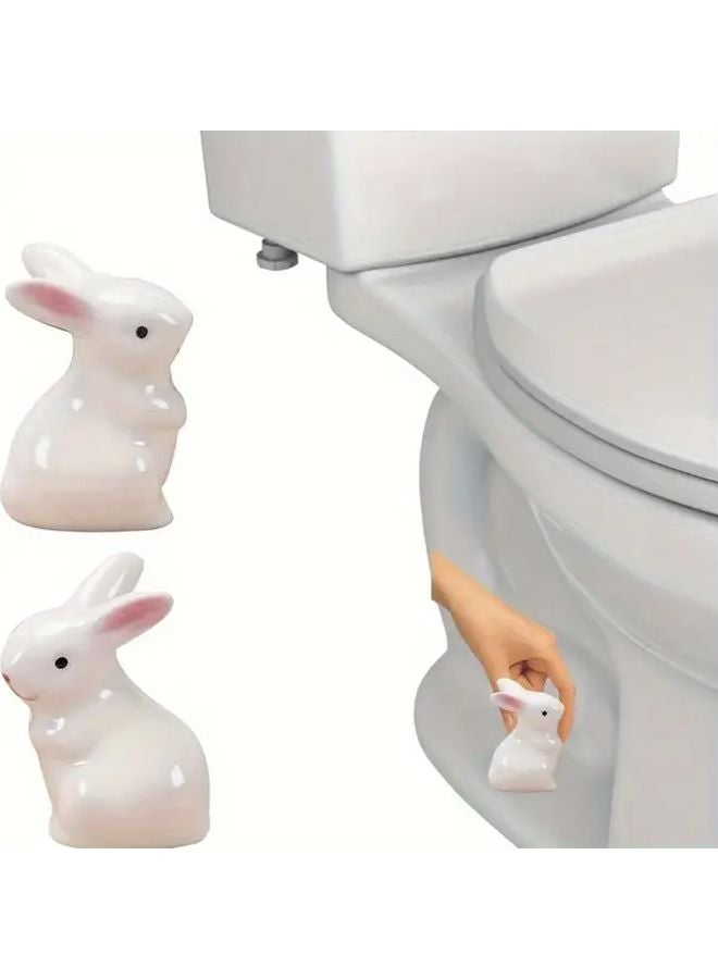 أغطية براغي المرحاض البيضاء 2 قطعة ملحقات الحمام ذاتية اللصق بتصميم حيواني - Image 2