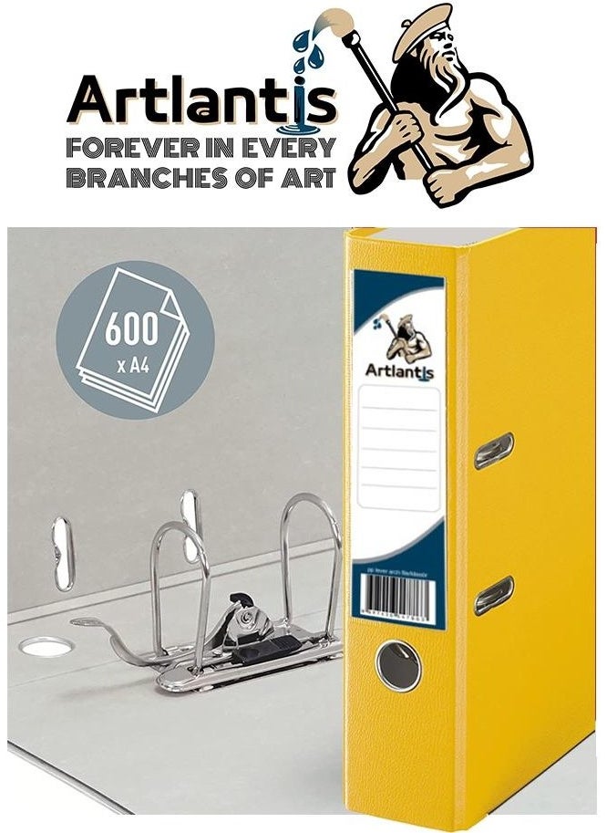 Artlantis - Office Folder Yellow Wide 10 Pieces Plastic Wide Yellow Folder Ring Stainless Steel Clip 10 Pieces - Image 1