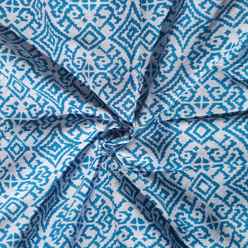 ETailor Indian Handmade Ethnic 100 Cotton Running Hand Block Print Natural Fabric for Dressmaking Sewing Crafting Upholestry Fabric by The Yards Indigo3 1 Yards - Image 3